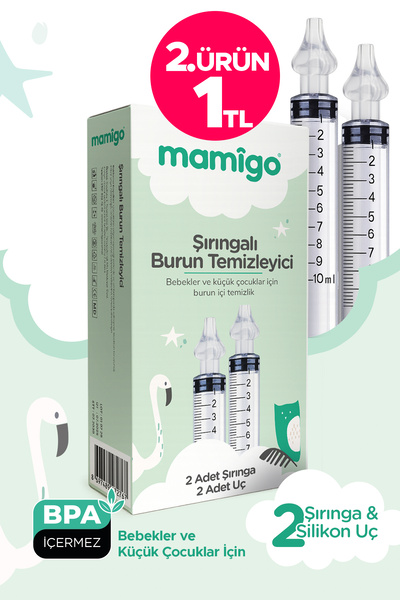 Mamigo Bebek Burun Yıkama Enjektörü 2'li Nazal Aspiratör Şırınga Temizleme Ap...