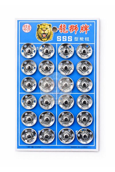 Kardelux Metal, Dikmeli Çıtçıt Düğme No4 (16mm) 24 Adet Gümüş Renk Metal- Çıt...