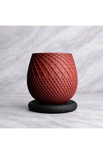 Homentum Selio decorative pot – green plants, geometric texture - 10 cm