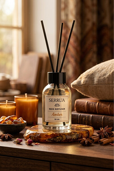 Serrua Amber Çubuklu Oda Kokusu Bambu Kokusu Amber Reed Diffuser 50ml