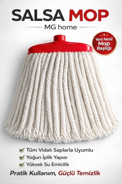 VENON 1 Adet SALSA ❤️Yedek Mop Paspas Başlığı Ipli Mop Yer Zemin Parke Silme ...
