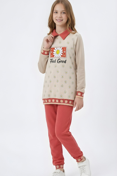 MODANINO Κοριτσίστικο σετ με τύπωμα με πέτρινη διακόσμηση, 3 κλωστές, επάνω κ...