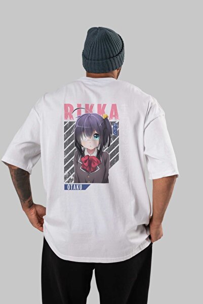 Ankhises Rikka Takanashi 9 Anime Leđa Štampano Bela Oversize kroj T-shirt 100...