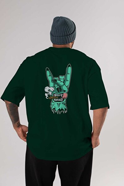 Ankhises Унисекс T-shirt са металним знаком и Štampano на леђима, смарагдно з...