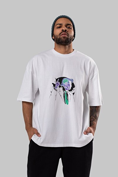 Ankhises Okrugla kragna бела T-shirt са Oversize kroj изрезом „Make Zombie Gr...