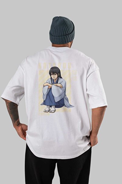 Ankhises Kotarou Katsura GINTAMA Anime Leđa Štampano Bela Oversize kroj T-shi...