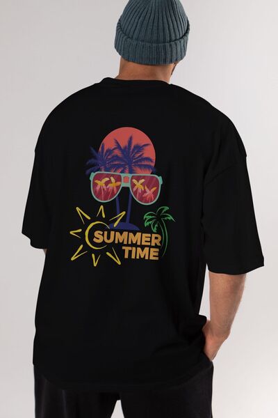 Ankhises Letnje vreme Napisano nazad Štampano Crno Oversize kroj T-shirt Mušk...