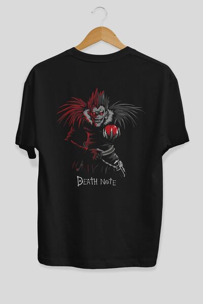 Ankhises DEATH NOTE RYUK Anime Arka Baskılı Siyah Oversize t-shirt Erkek Kadın