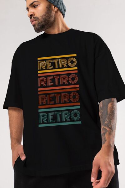 Ankhises Retro tekst prednja strana Štampano crna Oversize kroj T-shirt unise...