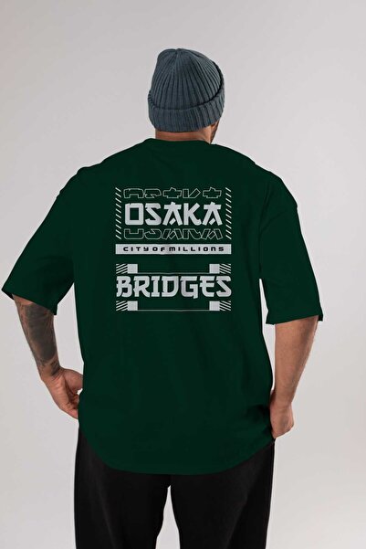 Ankhises Osaka Grad miliona leđa Štampano Smaragdno zelena Oversize kroj T-sh...