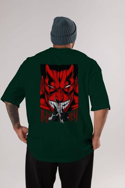 Ankhises KENPACHI ZARAKI BLEACH Anime Natrag Štampano Smaragdno Zelena Oversi...