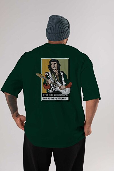 Ankhises Che Guevara Leđa Štampano Smaragdno zelena Oversize kroj T-shirt Uni...