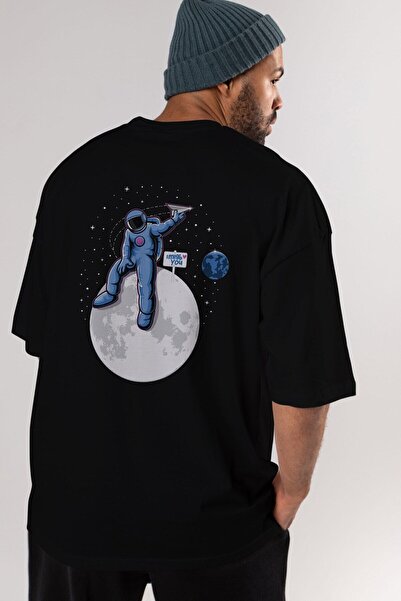 Ankhises Astro Missing Earth Back Štampano Crna Oversize kroj T-shirt Unisex ...