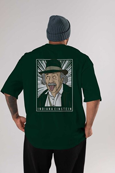 Ankhises Indiana Džons - Ajnštajn smaragdno zelena Oversize kroj T-shirt, uni...