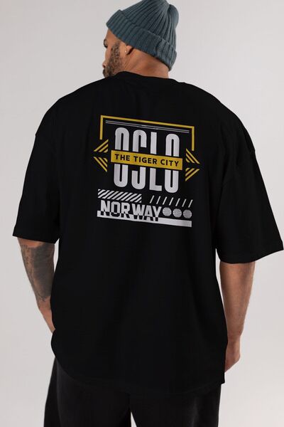 Ankhises Oslo Back Štampano Crna Oversize kroj T-shirt Unisex Muškarci Žene o...