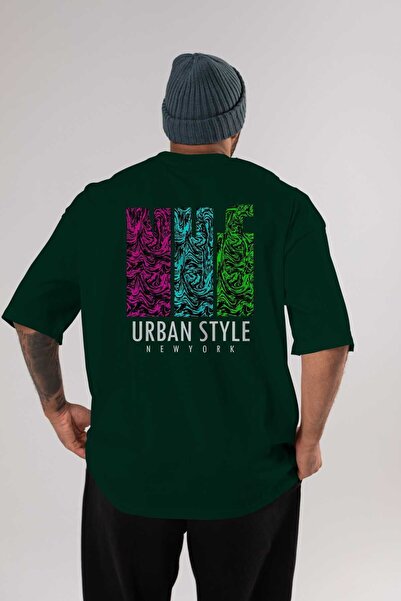 Ankhises Urbani stil Njujork Leđa Štampano Smaragdno zelena Oversize kroj T-s...