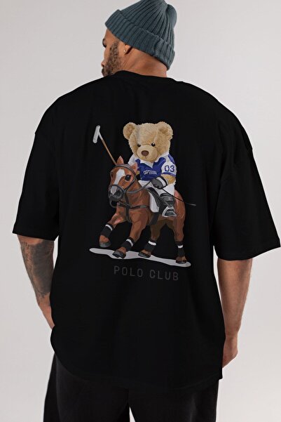 Ankhises Teddy Bear Polo Club Back Printed Μαύρο Ανδρικό Γυναικείο T-shirt με...