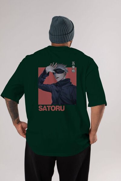 Ankhises SATORU GOJO 2 Anime Leđa Štampano Smaragdno Zelena Oversize kroj T-s...