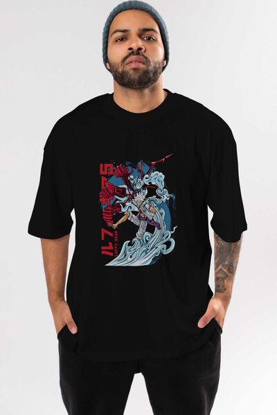 Ankhises MONKEY D. LUFFY GEAR5 2 Anime Prednja Štampano Crna Oversize kroj T-...