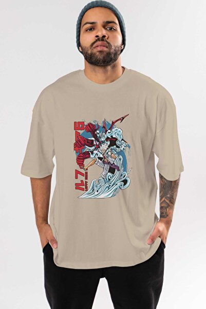 Ankhises MONKEY D. LUFFY GEAR5 2 Anime Prednja Štampano Bež Oversize kroj T-s...
