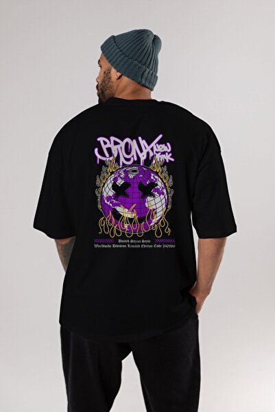 Ankhises Bronx New York Back Štampano Crna Oversize kroj T-shirt Unisex Muška...