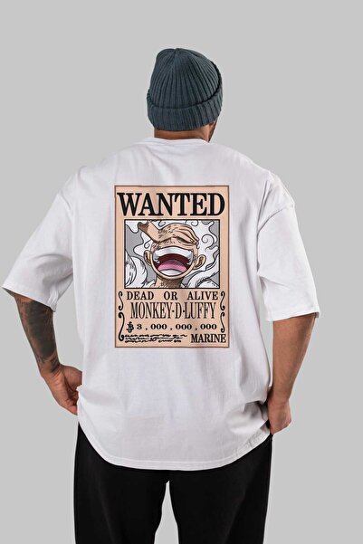Ankhises CARTEL LUFFY GEAR 5 Anime Back Printed Λευκό μπλουζάκι Oversize 100%...