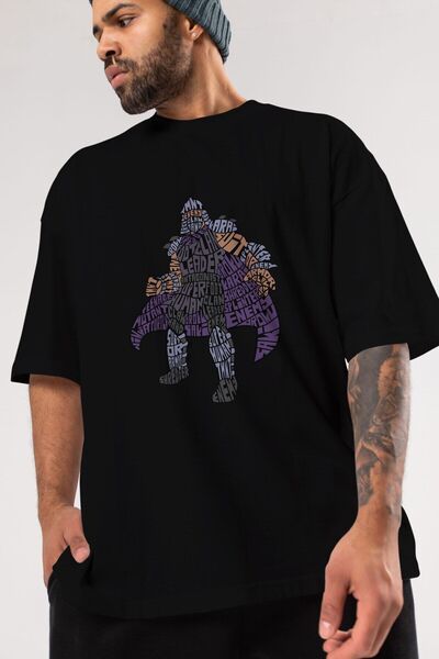 Ankhises Vođa klanova stopala Front Štampano Crna Oversize kroj T-shirt Unise...