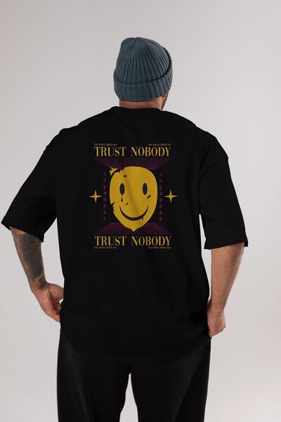 Ankhises Ne verujte nikome nazad Štampano Crno Oversize kroj T-shirt Unisex M...