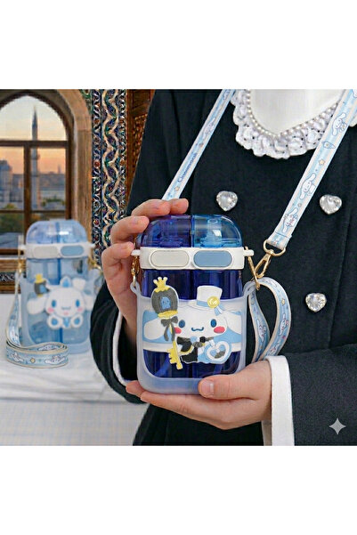 Livava قارورة سينامورول ذات الأقسام المزدوجة مع شفاطة - قارورة ماء للأطفال ما...