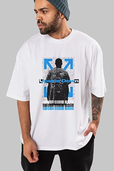 Ankhises Naopačke prednja strana Štampano bela Oversize kroj T-shirt unisex m...