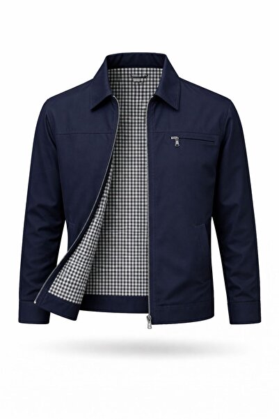 REGOS Erkek Lacivert Regular Bonded Kumaş Klasik Yaka Mevsimlik&Yazlık Mont