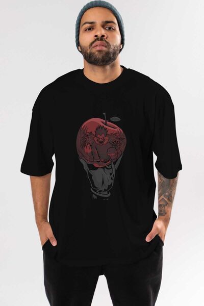 Ankhises DEATH NOTE -RYUK Anime Ön Baskılı Siyah Oversize t-shirt Erkek Kadın