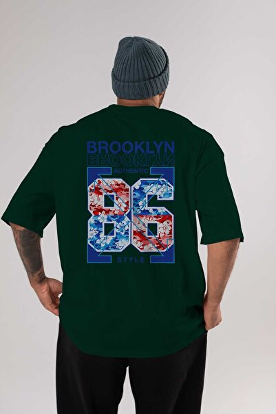 Ankhises Brooklyn 86 Style Back Štampano Emerald Green Oversize kroj T-shirt ...