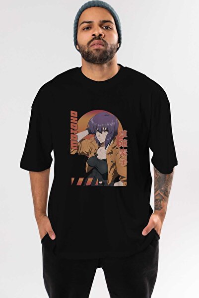 Ankhises Motoko Kusanagi 9 Anime Prednja Štampano Crna Oversize kroj T-shirt ...