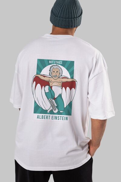 Ankhises Nacho Libre Einstein Leđa Štampano Bela Oversize kroj T-shirt Unisex...