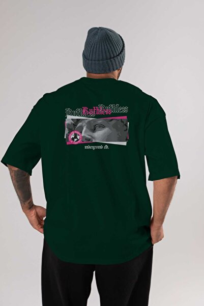 Ankhises Ruthless Back Štampano Emerald Green Oversize kroj T-shirt Muškarci ...