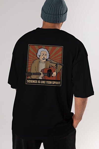 Ankhises Kurt Einstein Back Štampano Crna Oversize kroj T-shirt Unisex Muškar...