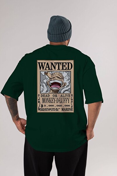 Ankhises CARTEL LUFFY GEAR 5 Anime Back Štampano Emerald Green Oversize kroj ...
