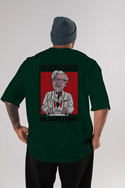 Ankhises Colonel Sanders Back Štampano Emerald Green Oversize kroj T-shirt Un...