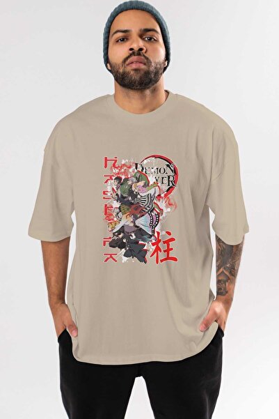 Ankhises DEMON SLAYER SLAYERS Anime Prednja strana Štampano Bež Oversize kroj...