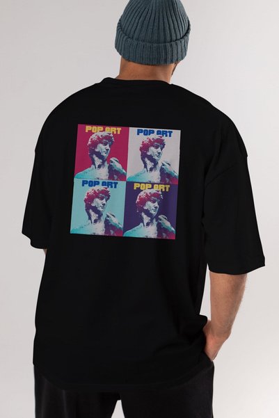 Ankhises Kreativni pop art leđa Štampano crna Oversize kroj T-shirt muškarci ...