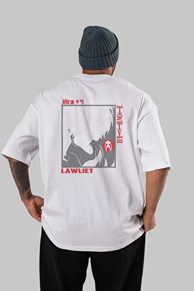 Ankhises DEATH NOTE Anime Sa deznom Bela Oversize kroj T-shirt - 100% pamuk M...