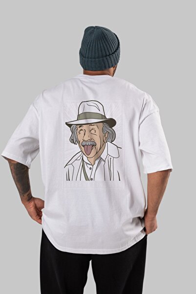 Ankhises Indiana Jones Einstein Unisex Oversize kroj Bela T-shirt - okrugla k...