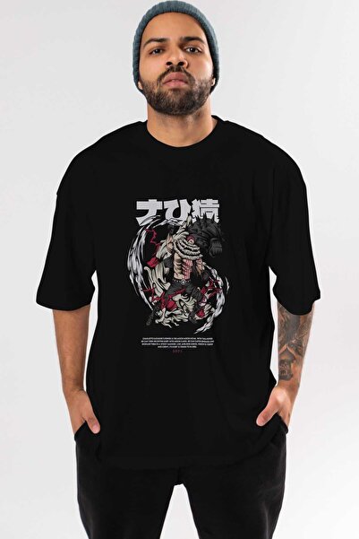 Ankhises Katakuri Anime εμπρός εμπριμέ μαύρο μπλουζάκι Oversize Ανδρικό Γυναι...