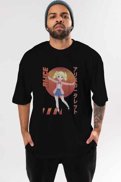 Ankhises Alice Cartelet 15 Аніме з попереднім друком Чорна Oversize футболка ...