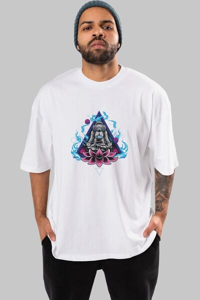 Ankhises Astronautski meditacijski muški Oversize kroj T-shirt - unisex beli ...