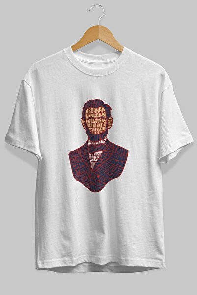 Ankhises Abraham Lincoln Front Štampano Bela Oversize kroj T-shirt Unisex Muš...