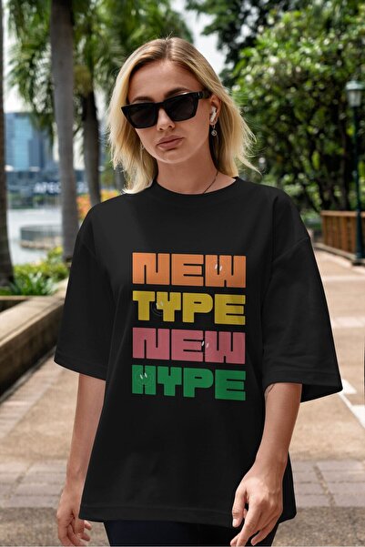Ankhises Novi tip New Hype Front Štampano crna Oversize kroj T-shirt unisex m...