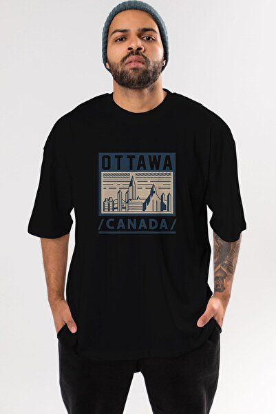 Ankhises Ottawa Front Štampano Crna Oversize kroj T-shirt Unisex Muškarci Žen...