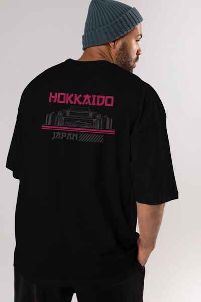 Ankhises Hokkaido Back Štampano Crna Oversize kroj T-shirt Unisex Muškarci Že...